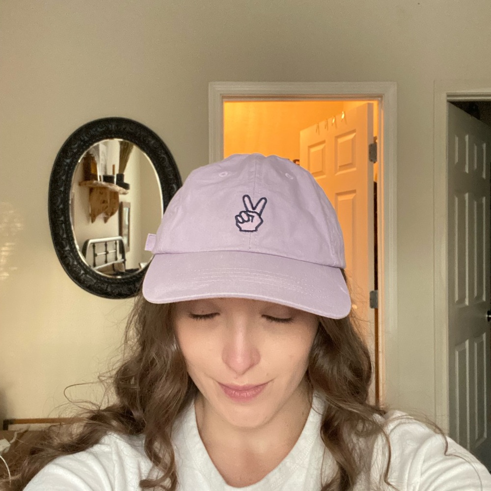 The North Face Lavender Baseball Cap with Peace Hand Embroidered Logo